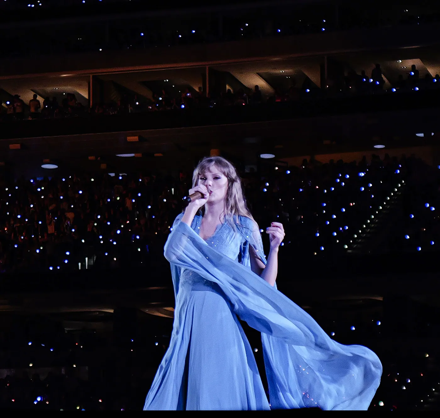 Swift performing on the Eras Tour, August 2023. File photo.